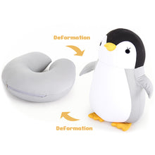 Load image into Gallery viewer, 2 in 1 Deformable U-shape Travel Pillows Adult/Kids Penguins Cat Animal Shape Traveling Cushion Plush Toy Neck Pillow
