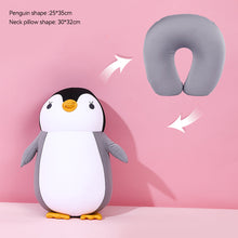 Load image into Gallery viewer, 2 in 1 Deformable U-shape Travel Pillows Adult/Kids Penguins Cat Animal Shape Traveling Cushion Plush Toy Neck Pillow
