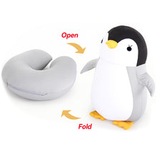 Load image into Gallery viewer, 2 in 1 Deformable U-shape Travel Pillows Adult/Kids Penguins Cat Animal Shape Traveling Cushion Plush Toy Neck Pillow
