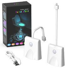 Load image into Gallery viewer, USB Chargeable Toilet Light with Star Projector Toilet Seat Night Light Smart Motion Sensor 16 Colors Toilet Bowl Seat LED Night Light
