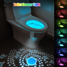 Load image into Gallery viewer, USB Chargeable Toilet Light with Star Projector Toilet Seat Night Light Smart Motion Sensor 16 Colors Toilet Bowl Seat LED Night Light
