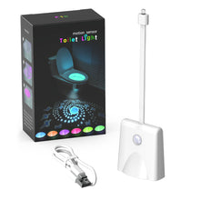 Load image into Gallery viewer, USB Chargeable Toilet Light with Star Projector Toilet Seat Night Light Smart Motion Sensor 16 Colors Toilet Bowl Seat LED Night Light
