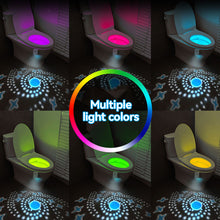 Load image into Gallery viewer, USB Chargeable Toilet Light with Star Projector Toilet Seat Night Light Smart Motion Sensor 16 Colors Toilet Bowl Seat LED Night Light
