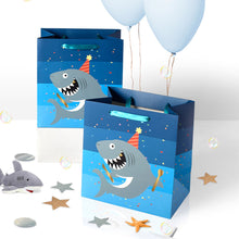 Load image into Gallery viewer, 1pc Kids Birthday Gifts Bag Cartoon Shark Blue Birthday Toys Paper Bag with Handle Widen Thicken Bag Birthday Party Decor Shower Party Gift Bag
