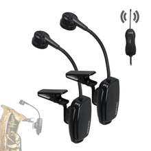Load image into Gallery viewer, UHF Wireless Saxophone Microphone System Clips over Instrument Receiver Transmitter Trumpet Trombone French Horn

