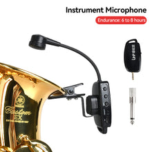Load image into Gallery viewer, UHF Wireless Saxophone Microphone System Clips over Instrument Receiver Transmitter Trumpet Trombone French Horn
