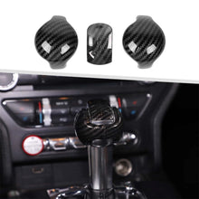 Load image into Gallery viewer, 3Pcs/Set Car Interior Gear Shift Knob Head Decorative Trim Cover Red Black Carbon Fiber For Ford Mustang 2015 - 2019

