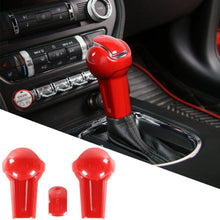 Load image into Gallery viewer, 3Pcs/Set Car Interior Gear Shift Knob Head Decorative Trim Cover Red Black Carbon Fiber For Ford Mustang 2015 - 2019
