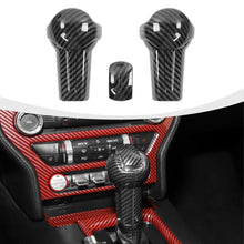 Load image into Gallery viewer, 3Pcs/Set Car Interior Gear Shift Knob Head Decorative Trim Cover Red Black Carbon Fiber For Ford Mustang 2015 - 2019
