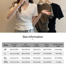 Load image into Gallery viewer, Cross V-neck Short Sleeve T-shirt Women Slim Bottoming Shirts Crop Top Summer New Fashion
