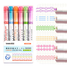 Load image into Gallery viewer, 6Pcs/Set Flower Line Shape Highlighter Pen Roller Tip Curve Liner Marker Kawaii Korean Stationery School Office Supplies Gifts
