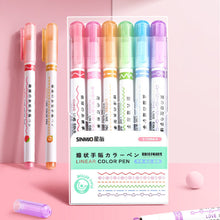 Load image into Gallery viewer, 6Pcs/Set Flower Line Shape Highlighter Pen Roller Tip Curve Liner Marker Kawaii Korean Stationery School Office Supplies Gifts
