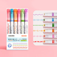 Load image into Gallery viewer, 6Pcs/Set Flower Line Shape Highlighter Pen Roller Tip Curve Liner Marker Kawaii Korean Stationery School Office Supplies Gifts
