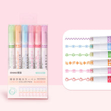Load image into Gallery viewer, 6Pcs/Set Flower Line Shape Highlighter Pen Roller Tip Curve Liner Marker Kawaii Korean Stationery School Office Supplies Gifts
