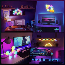Load image into Gallery viewer, 6PCS Hexagonal Intelligent Sound Control Light Punch-Free Splicable RGB Magic Quantum Atmosphere Lights-Bluetooth /WIFI Version
