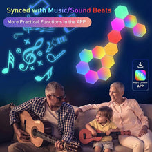 Load image into Gallery viewer, 6PCS Hexagonal Intelligent Sound Control Light Punch-Free Splicable RGB Magic Quantum Atmosphere Lights-Bluetooth /WIFI Version
