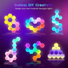 Load image into Gallery viewer, 6PCS Hexagonal Intelligent Sound Control Light Punch-Free Splicable RGB Magic Quantum Atmosphere Lights-Bluetooth /WIFI Version
