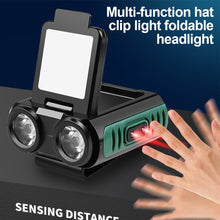 Load image into Gallery viewer, Outdoor LED Intelligent Sensing Cap Clamp Light Multi-Functional Folding Night Fishing Riding Camping Headlight USB Rechargeable

