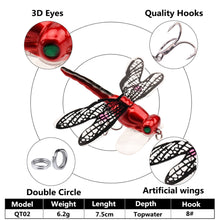 Load image into Gallery viewer, 1PC 7.5CM/6.2G Dragonfly Lure Bait Surface Wave Crawling Fly Bionic Bait Fishing Supplies
