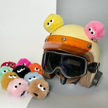 Load image into Gallery viewer, 2Pcs Car Motorcycle Helmet Decoration Soft Plush Ball with Big Eyes For Motocross Full Face Off Road Helmet Sticker
