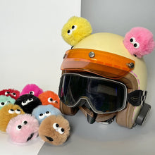 Load image into Gallery viewer, 2Pcs Car Motorcycle Helmet Decoration Soft Plush Ball with Big Eyes For Motocross Full Face Off Road Helmet Sticker
