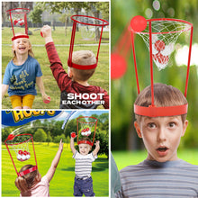 Load image into Gallery viewer, 2 Pack Head Hoop Basketball Party Game For Kids And Adults Carnival Game Adjustable Basketball Net Headband With 20 Balls
