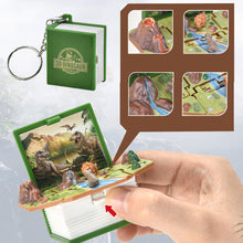 Load image into Gallery viewer, Funny 3D Folding Book Keyring Birthday Gift Fold Book Keychain 3D Popup Dinosaur Castle Christmas Surprise Anxiety Stress Children Kids Toy
