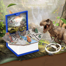 Load image into Gallery viewer, Funny 3D Folding Book Keyring Birthday Gift Fold Book Keychain 3D Popup Dinosaur Castle Christmas Surprise Anxiety Stress Children Kids Toy
