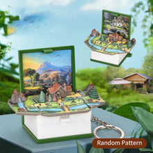 Load image into Gallery viewer, Funny 3D Folding Book Keyring Birthday Gift Fold Book Keychain 3D Popup Dinosaur Castle Christmas Surprise Anxiety Stress Children Kids Toy
