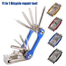 Load image into Gallery viewer, 11 in 1 Bicycle Repair Tool Kit Mountain Bike Wrench Screwdriver Chain Hex Spoke Multifunction Bicycle Repair Set Cycling Tool
