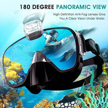 Load image into Gallery viewer, Diving Masks Foldable Anti-Fog Snorkel Mask Set with Full Dry Top System for Free Swim Professional Snorkeling Gear Adults Kids
