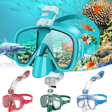 Load image into Gallery viewer, Diving Masks Foldable Anti-Fog Snorkel Mask Set with Full Dry Top System for Free Swim Professional Snorkeling Gear Adults Kids
