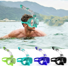 Load image into Gallery viewer, Diving Masks Foldable Anti-Fog Snorkel Mask Set with Full Dry Top System for Free Swim Professional Snorkeling Gear Adults Kids
