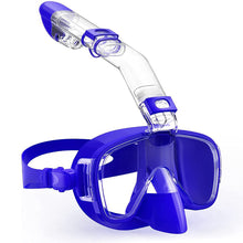 Load image into Gallery viewer, Diving Masks Foldable Anti-Fog Snorkel Mask Set with Full Dry Top System for Free Swim Professional Snorkeling Gear Adults Kids
