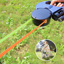 Load image into Gallery viewer, Dual Pet Retractable Leash Rope With LED Light Reflective Dual Pet Leash Lead For Dogs Cat Outdoor Traction Belt Walking Running Supplies
