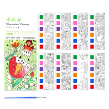 Load image into Gallery viewer, Portable Watercolor Painting Book 12 Sheets Coloring Book With Paint Brush Gouache Book Kids Graffiti Picture Drawing Stationery
