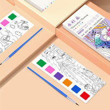 Load image into Gallery viewer, Portable Watercolor Painting Book 12 Sheets Coloring Book With Paint Brush Gouache Book Kids Graffiti Picture Drawing Stationery
