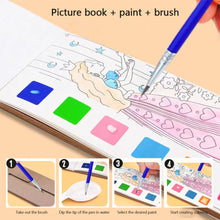 Load image into Gallery viewer, Portable Watercolor Painting Book 12 Sheets Coloring Book With Paint Brush Gouache Book Kids Graffiti Picture Drawing Stationery
