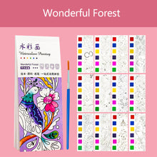 Load image into Gallery viewer, Portable Watercolor Painting Book 12 Sheets Coloring Book With Paint Brush Gouache Book Kids Graffiti Picture Drawing Stationery
