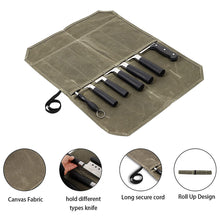 Load image into Gallery viewer, Outdoor Camping Picnic Knives Portable Roll-Up Storage Bag Household Kitchenware Wet Wax Canvas Waterproof Storage Bag
