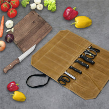Load image into Gallery viewer, Outdoor Camping Picnic Knives Portable Roll-Up Storage Bag Household Kitchenware Wet Wax Canvas Waterproof Storage Bag
