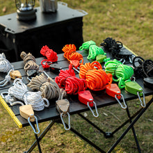 Load image into Gallery viewer, 4MM*4M Outdoor Camping Tent Wind Rope Metal Pulley Adjuster Thick High Reflective Adjustable Parachute Cord Camping Supplies

