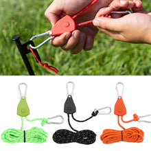 Load image into Gallery viewer, 4MM*4M Outdoor Camping Tent Wind Rope Metal Pulley Adjuster Thick High Reflective Adjustable Parachute Cord Camping Supplies
