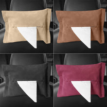 Load image into Gallery viewer, Suede Leather Car Seat Back Tissue Box Auto Armrest Box Sun Visor Hanging Tissue Box Holder Paper Towel Organizer
