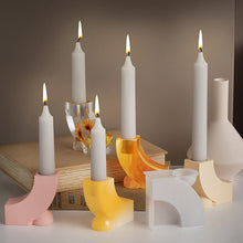 Load image into Gallery viewer, L-Shape Candle Holder Silicone Mold Crystal Mirror Epoxy Resin Mould DIY Cement Gypsum Arched Mould Candlestick Home Decor
