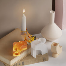 Load image into Gallery viewer, L-Shape Candle Holder Silicone Mold Crystal Mirror Epoxy Resin Mould DIY Cement Gypsum Arched Mould Candlestick Home Decor
