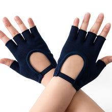 Load image into Gallery viewer, 1Pair Women's Half-Finger Bare Back Yoga Gloves Non-Slip Breathable Fitness Cycling Pilates Cotton Gloves
