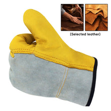 Load image into Gallery viewer, 1Pair Leather Working Glove Stretchable Wrist Tough Cowhide Work Glove Resistant Knit Wrist Canvas Backing Safety Supplies
