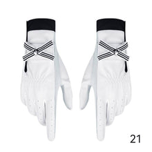 Load image into Gallery viewer, 1Pair Bow Golf Gloves For Women With Removable Mark Sheepskin Self-Adhesive Cloth Non-Slip Sports Full Finger Gloves
