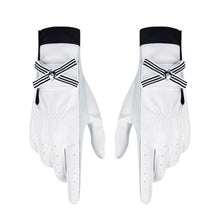 Load image into Gallery viewer, 1Pair Bow Golf Gloves For Women With Removable Mark Sheepskin Self-Adhesive Cloth Non-Slip Sports Full Finger Gloves
